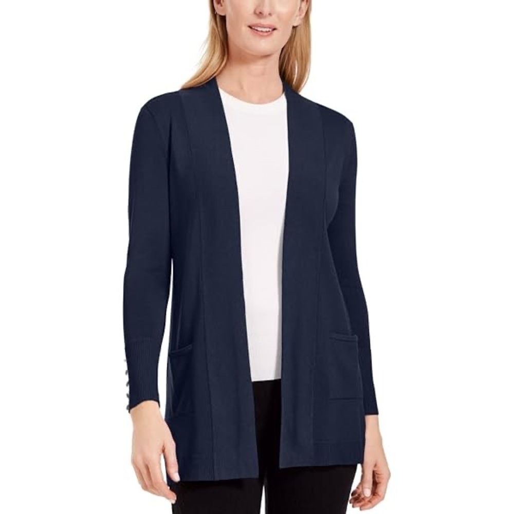 JM Collection Deep Blue Cardigan - Picture 8 of 8